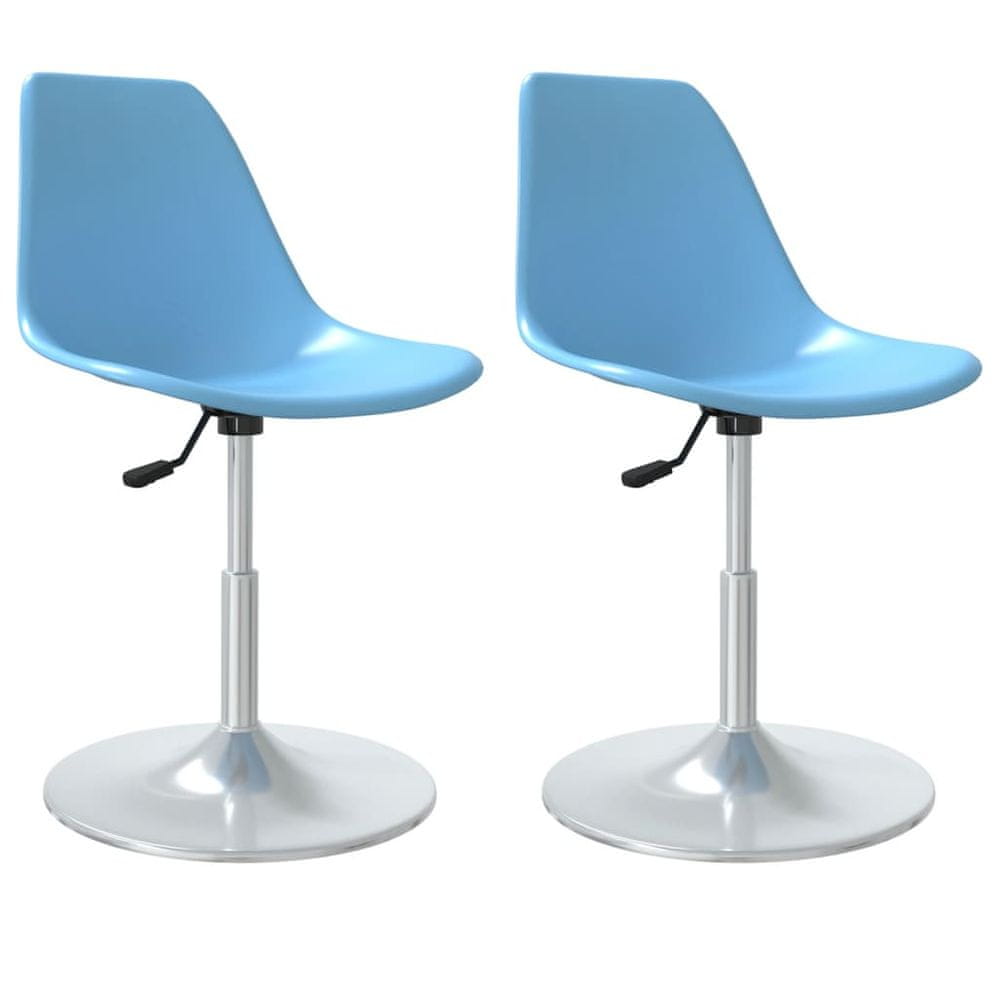 Vidaxl Otočné jedálenské stoličky 2 ks modré PP